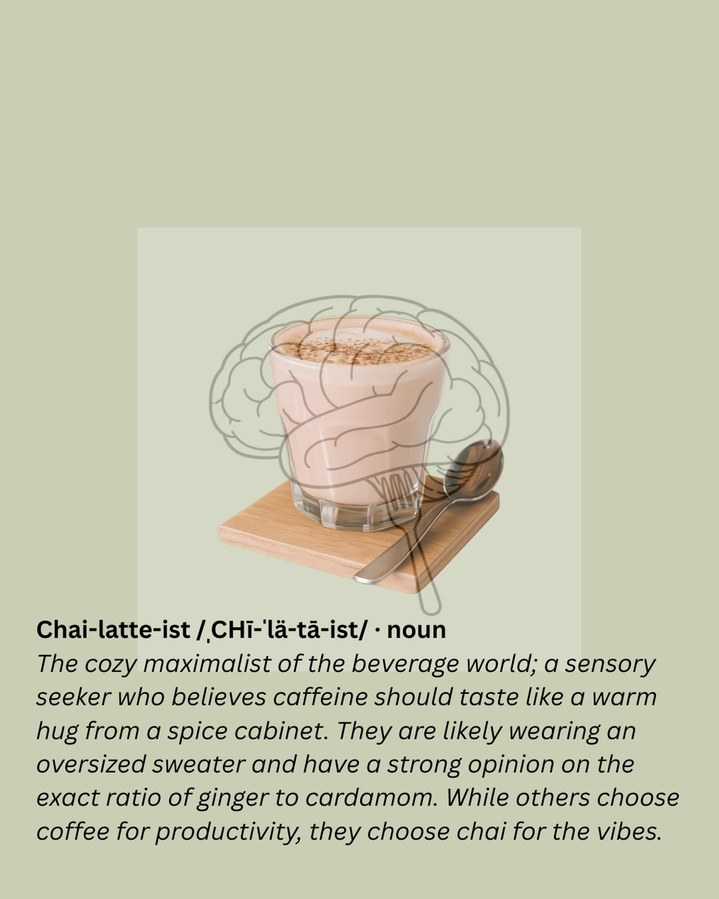 Funny dictionary style definition Thought Fodder Chai Latte