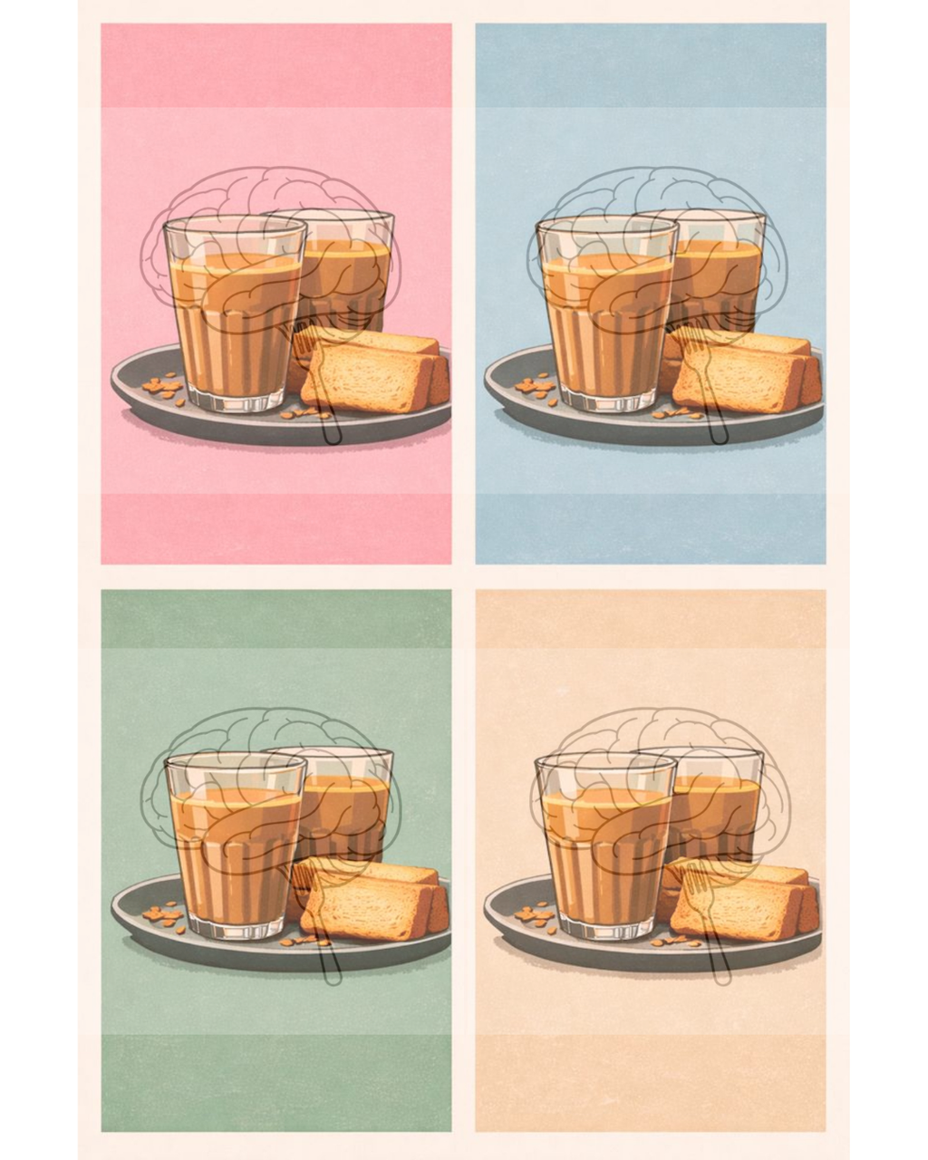 Pop Art Masala Chai and Rusk Indian Staple Thought Fodder