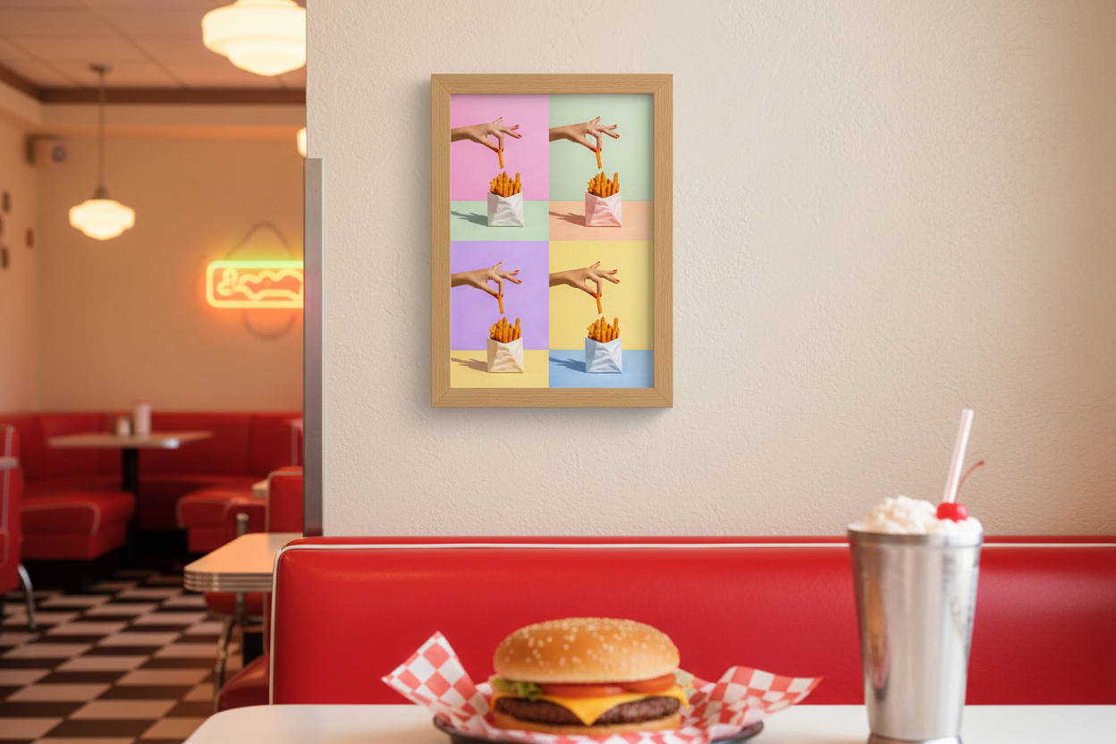 French fries pop art print in burger joint